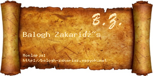 Balogh Zakariás névjegykártya